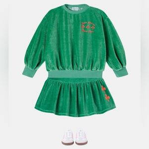 Bobo Choses Have Fun Velvet Sweatshirt and Skirt Set Clover Green NWT